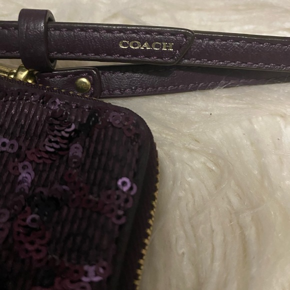 Purple Coach Slim Wristlet with Sequence - Picture 3 of 7